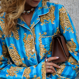 KİKİ Kaplan Desenli Takım - Tropik Mavi