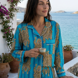 KİKİ Kaplan Desenli Takım - Tropik Mavi